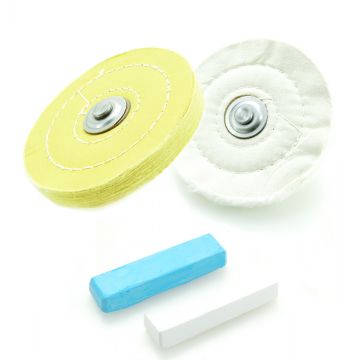 Polierscheibe Polierschwabbel ø 125mm Komplettset mit Aufnahmedorn und Polierpaste